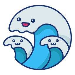 Dibujos animados de ondas felices Diseño PNG