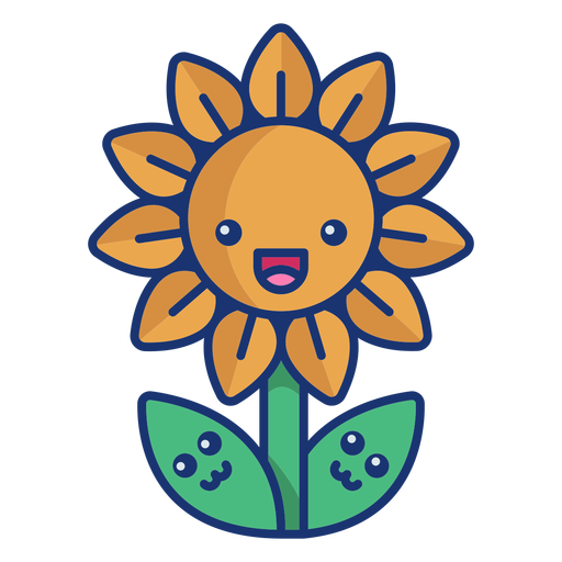 Happy sunflower cartoon PNG Design