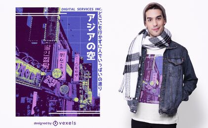 Asian street vaporwave t-shirt design