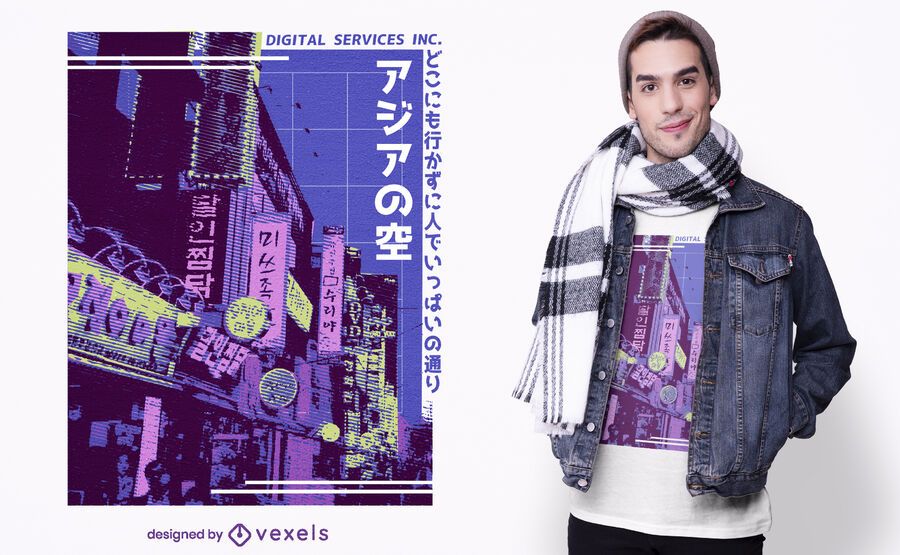 Asian street vaporwave t-shirt design Asian street vaporwave t-shirt design