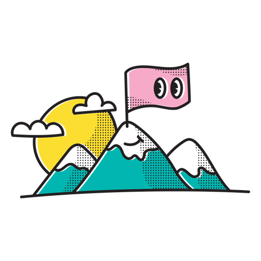 Mountain and flag doodle - Transparent PNG & SVG vector file