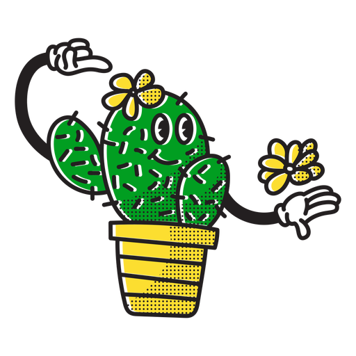 Bonito doodle de cactus Diseño PNG