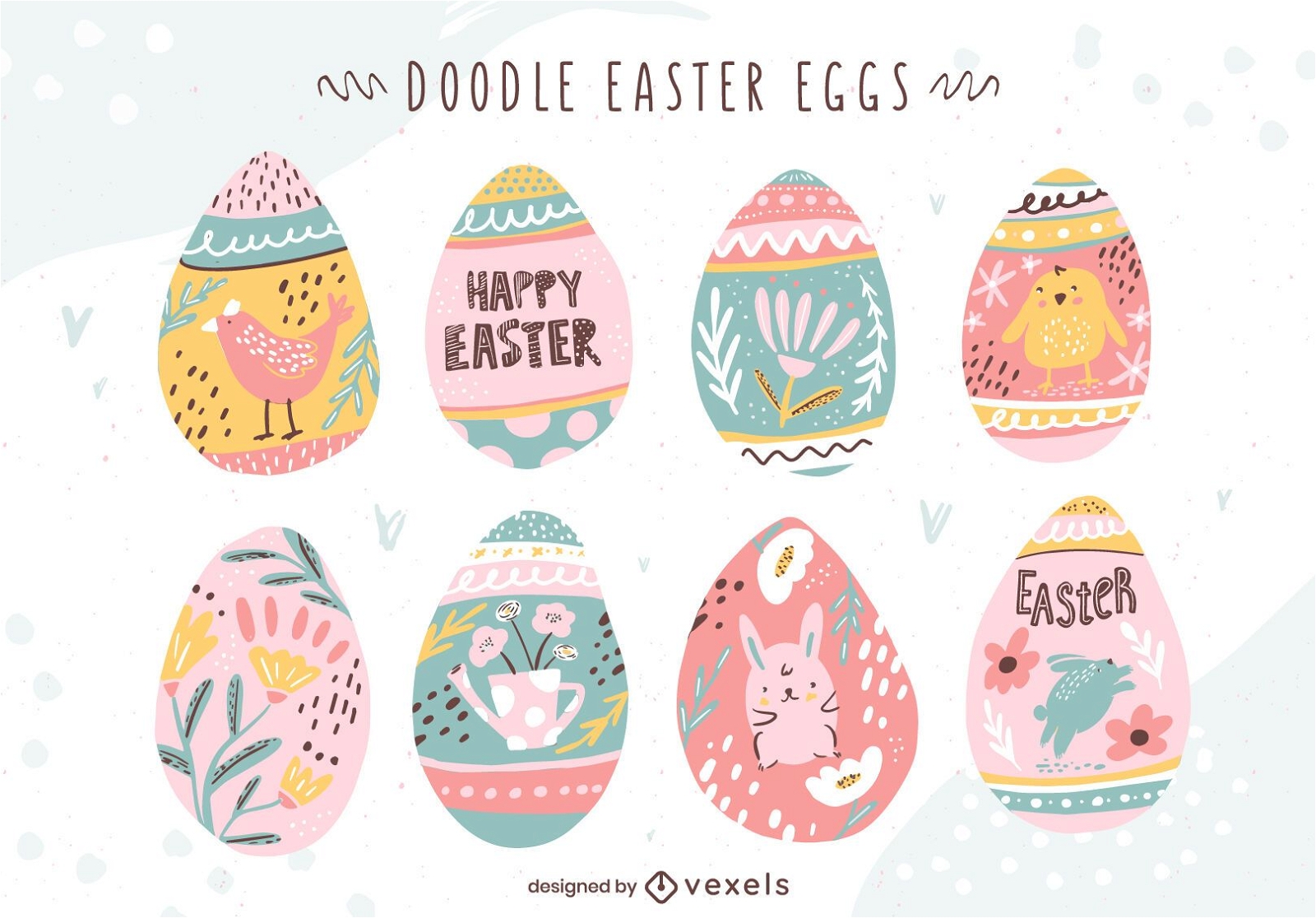 Doodle conjunto de huevos de Pascua
