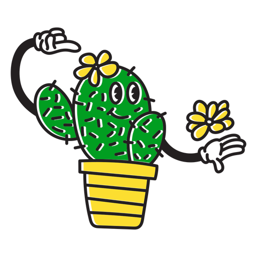 Pretty cactus cartoon PNG Design