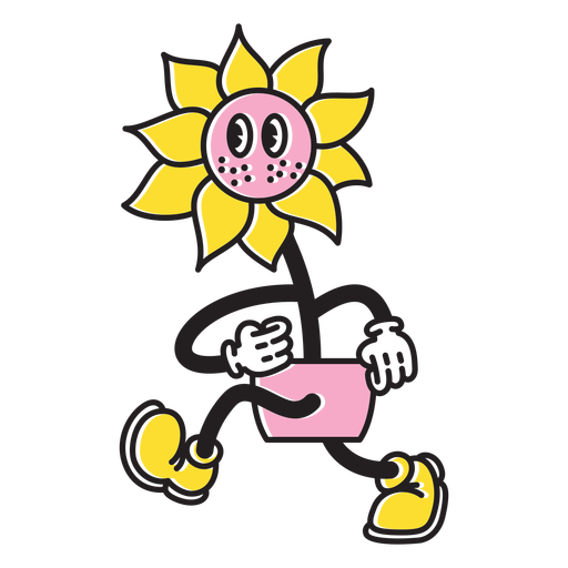 Walking sunflower cartoon PNG Design