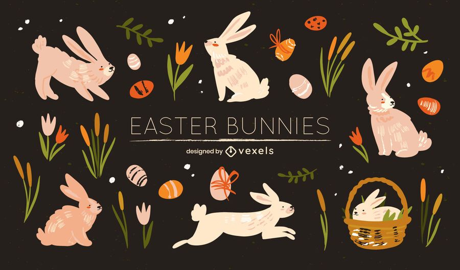 Easter bunny flat set Easter bunny flat set