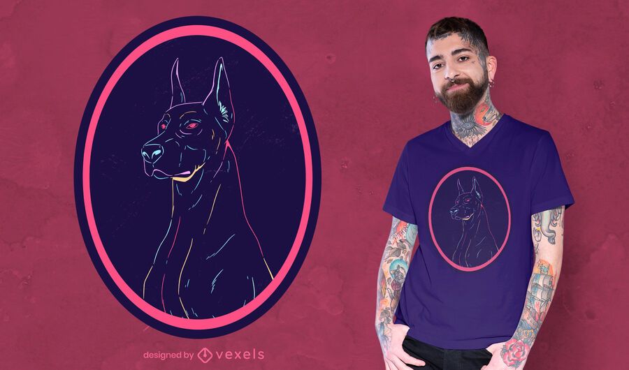 Neon dobermann t-shirt design Neon dobermann t-shirt design