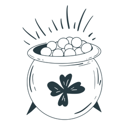Pote da sorte de traço de ouro Desenho PNG