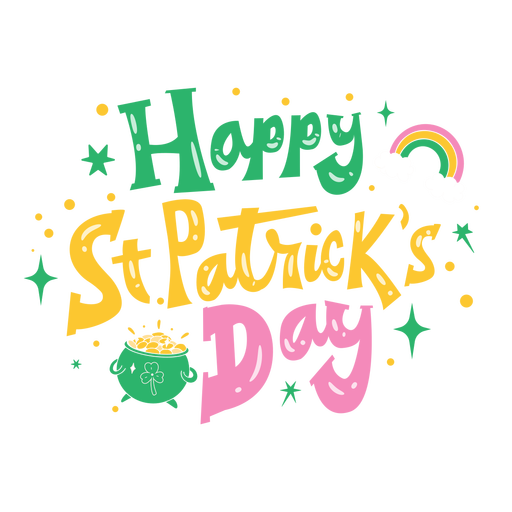 Happy st patrick's day colorful lettering PNG Design