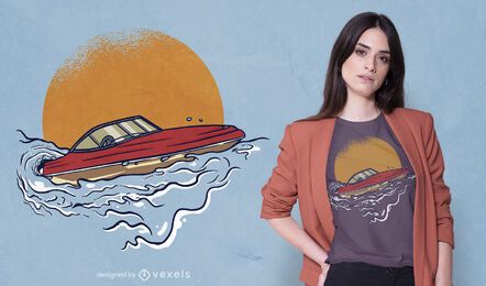 Diseño de camiseta de lancha deportiva.