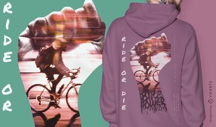 Design de t-shirt psd de bicicleta de mão