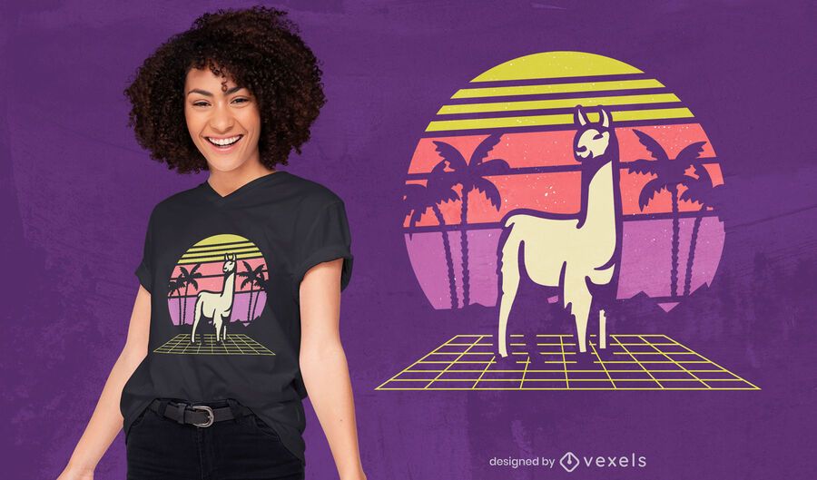 Retro llama t-shirt design Retro llama t-shirt design
