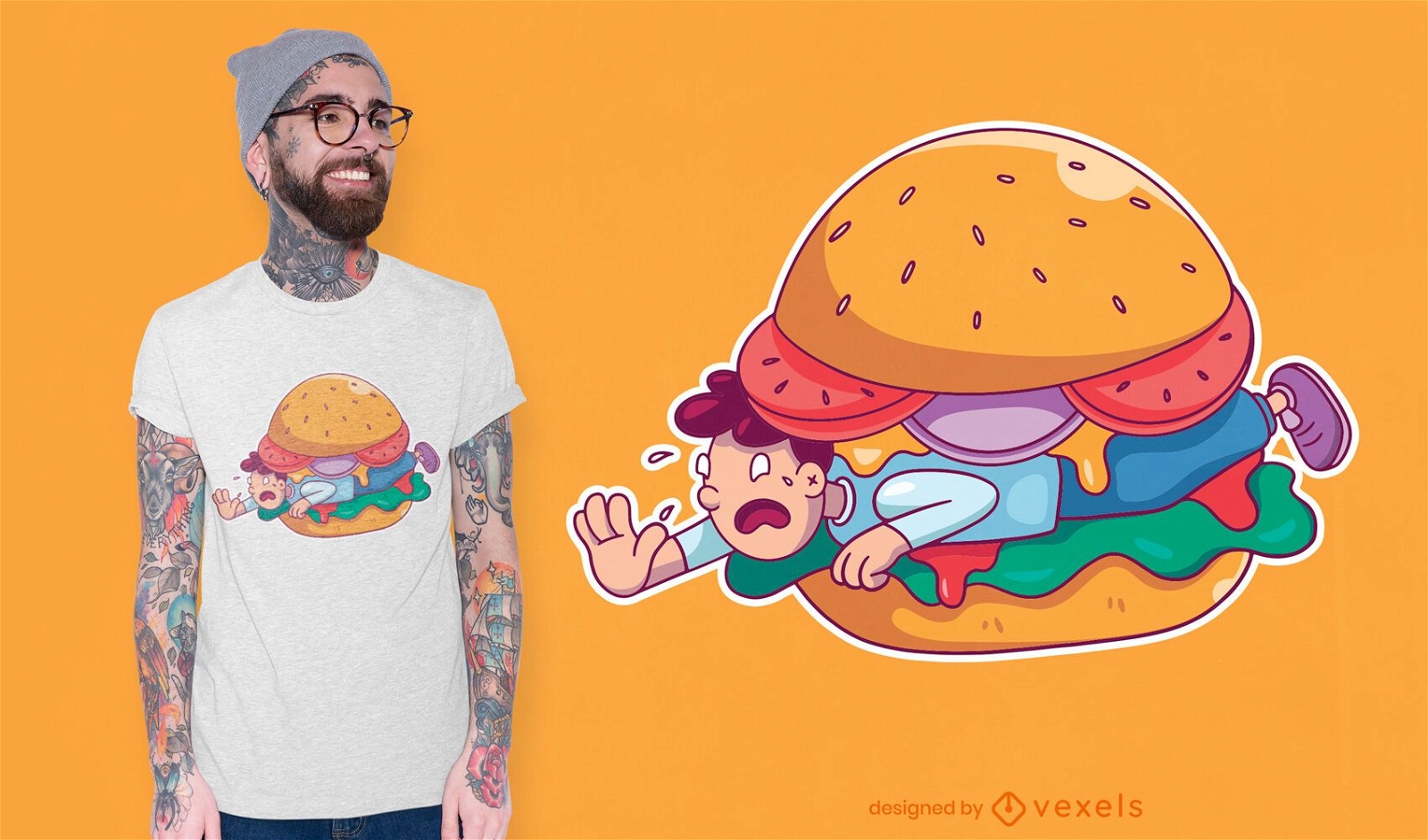 Burger man t-shirt design