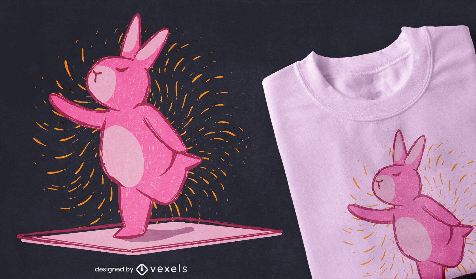 Design de t-shirt de coelho para ioga