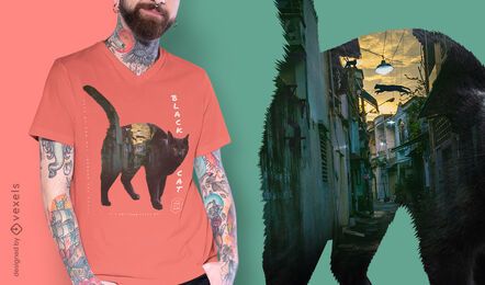Black cat city psd t-shirt design Black cat city psd t-shirt design