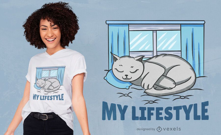 Diseño de camiseta de gato estilo de vida Diseño de camiseta de gato estilo de vida