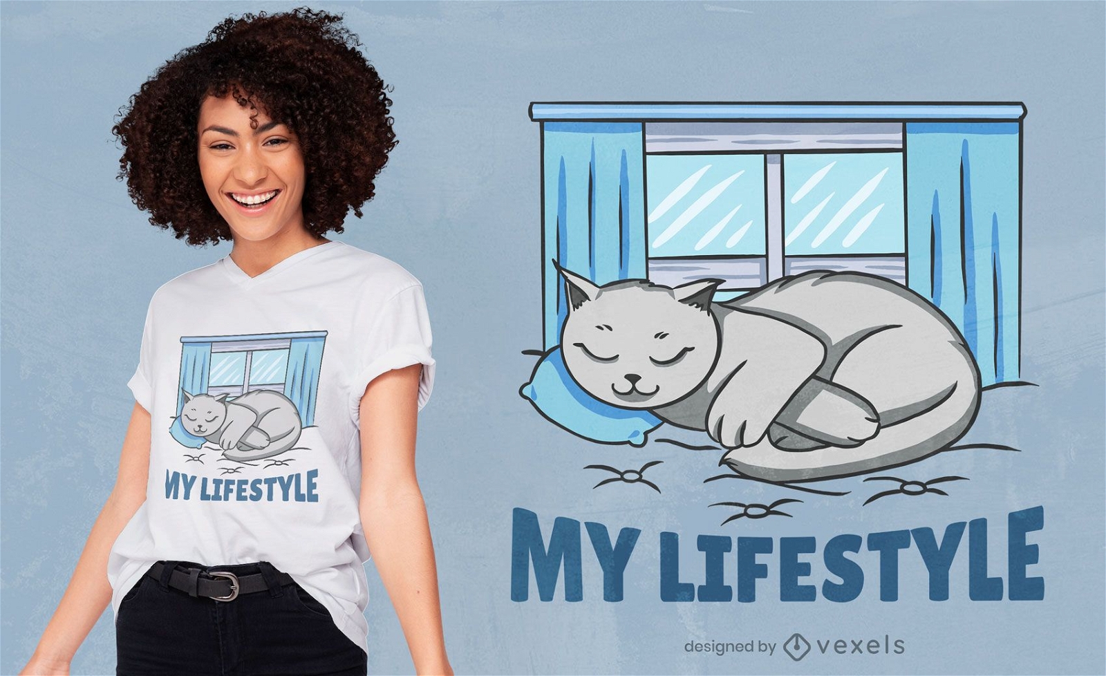 Design de t-shirt de gato estilo de vida