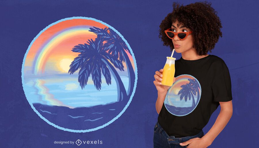Sunset rainbow beach t-shirt design Sunset rainbow beach t-shirt design