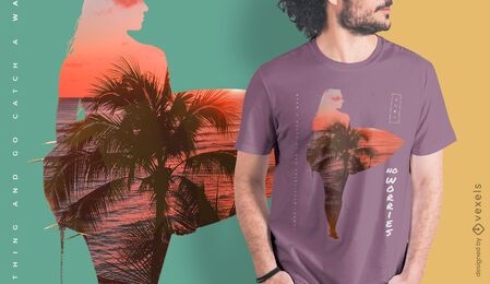 Diseño de camiseta psd de surf de verano