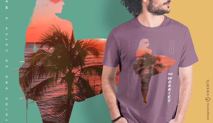 Summer surfing psd t-shirt design Summer surfing psd t-shirt design
