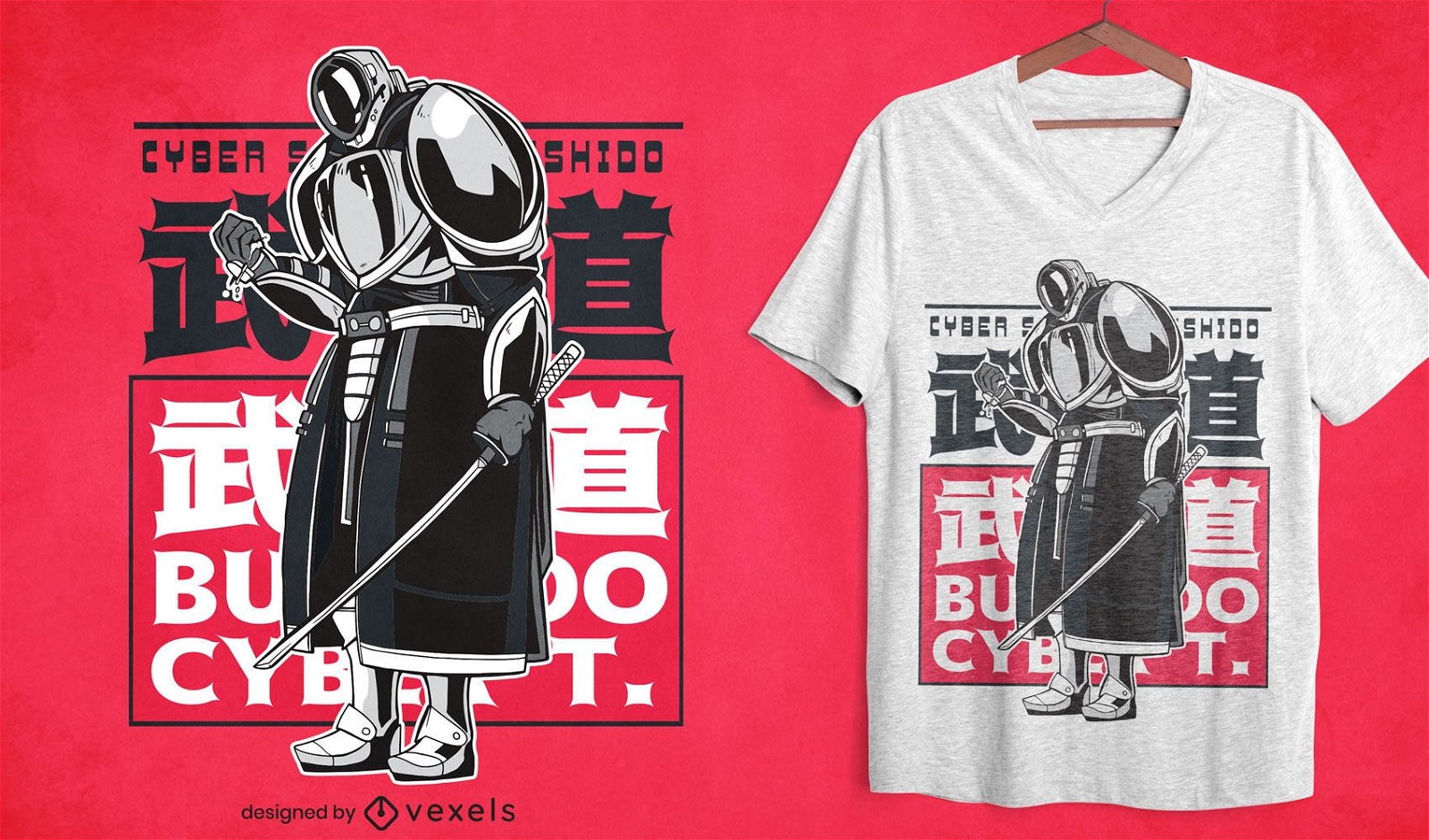 Design de camiseta do Cyber Samurai
