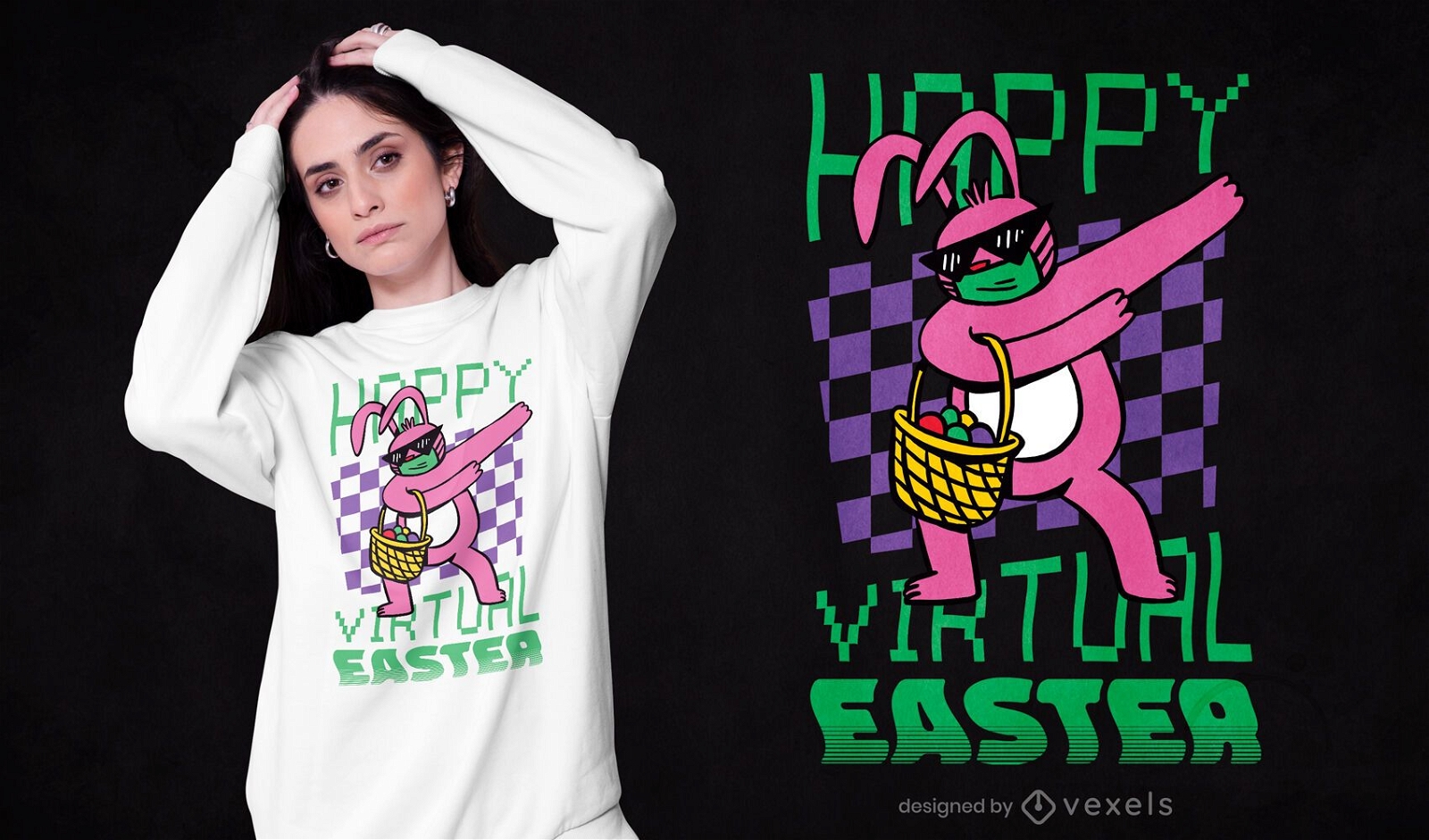 Virtual easter t-shirt design