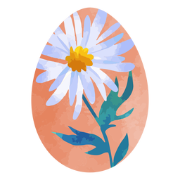 Flor da margarida em aquarela de ovo de páscoa