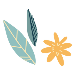 Flores e folhas planas Desenho PNG