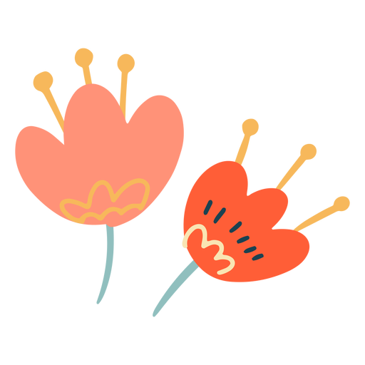 Rote und rosa Tulpen flach PNG-Design