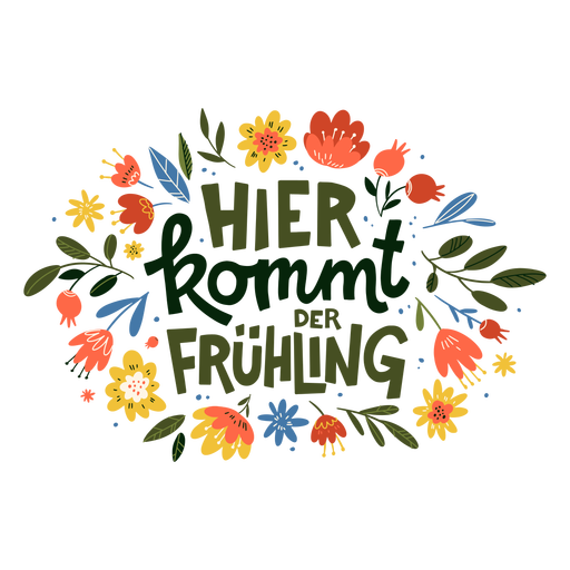 Llega la primavera letras alemanas Diseño PNG
