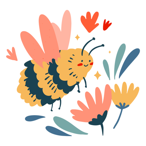 Bee pollination flat PNG Design