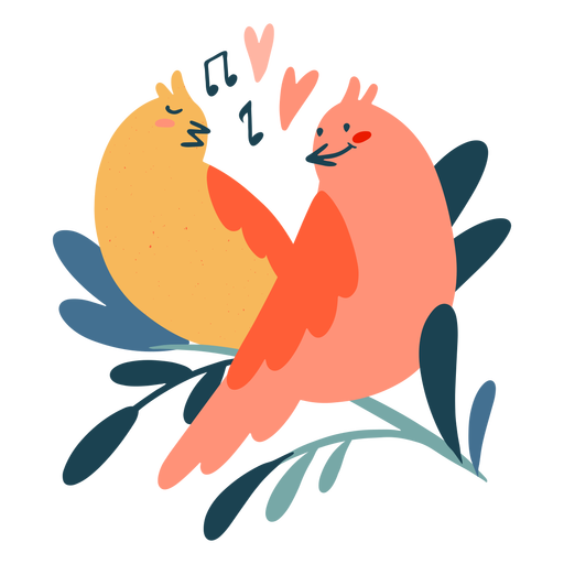 Bird couple flat PNG Design
