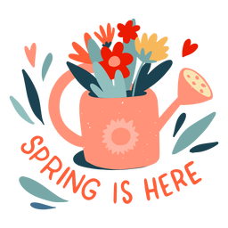 La primavera está aquí insignia plana Diseño PNG