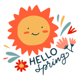 Hello spring badge flat PNG Design