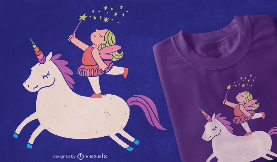 Design de camiseta de fada unicórnio Design de camiseta de fada unicórnio