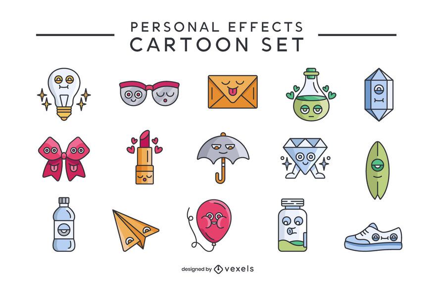 Retro-Cartoon-Set für persönliche Gegenstände Retro-Cartoon-Set für persönliche Gegenstände