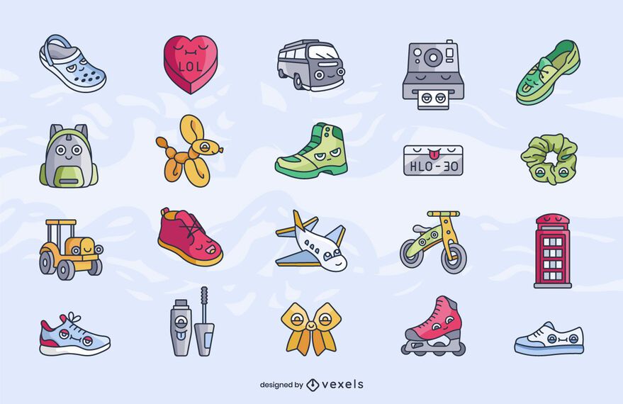 Verschiedene Elemente Cartoon-Set Verschiedene Elemente Cartoon-Set