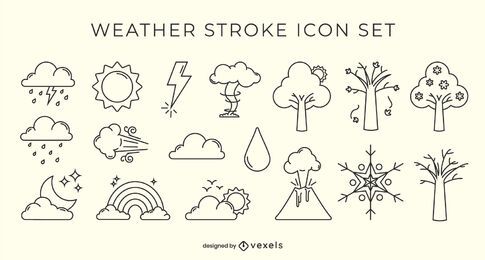 Weather stroke icon set Weather stroke icon set