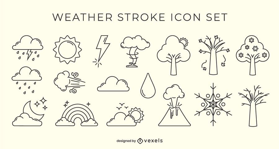 Weather stroke icon set Weather stroke icon set