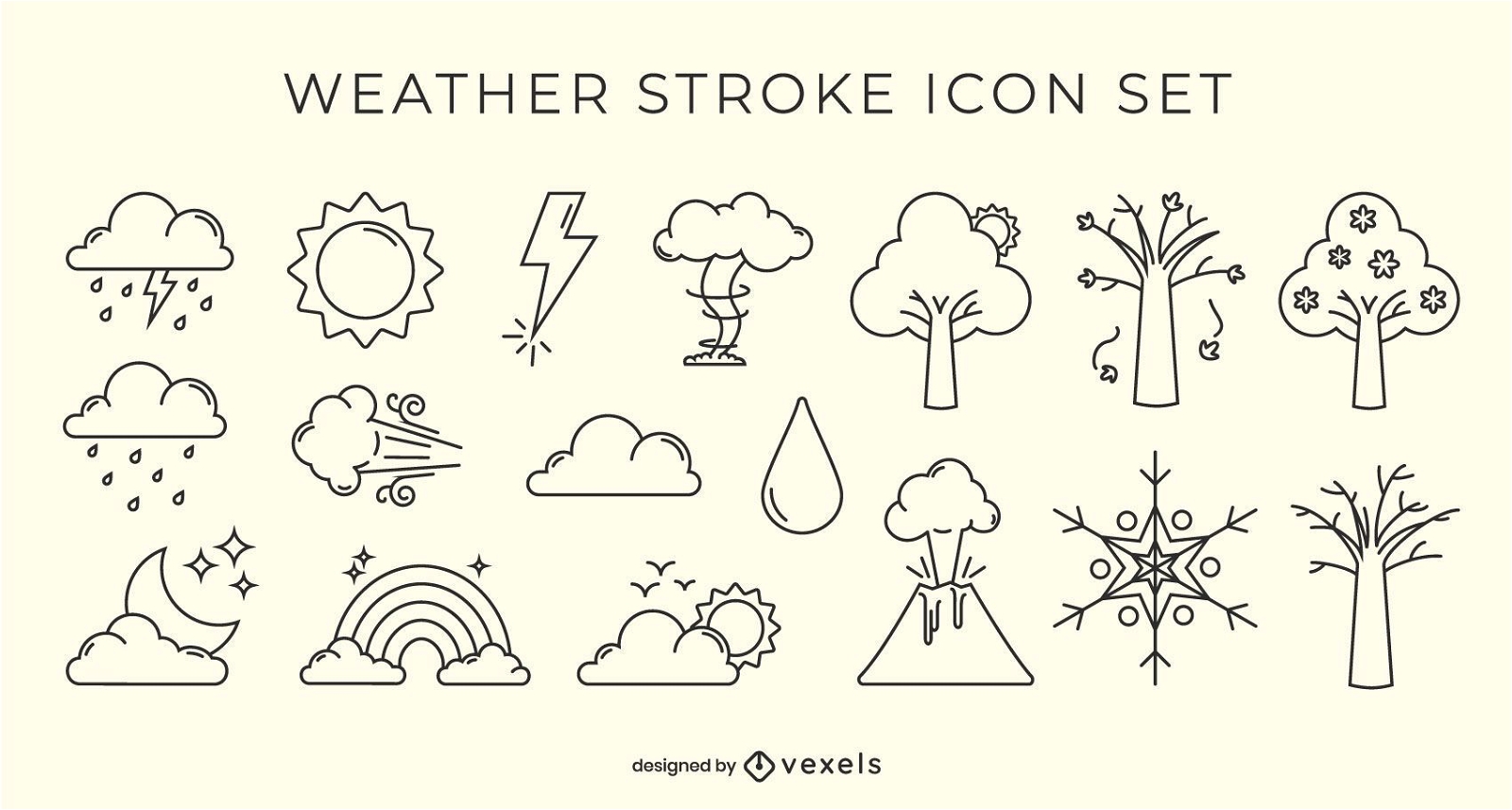 Weather stroke icon set