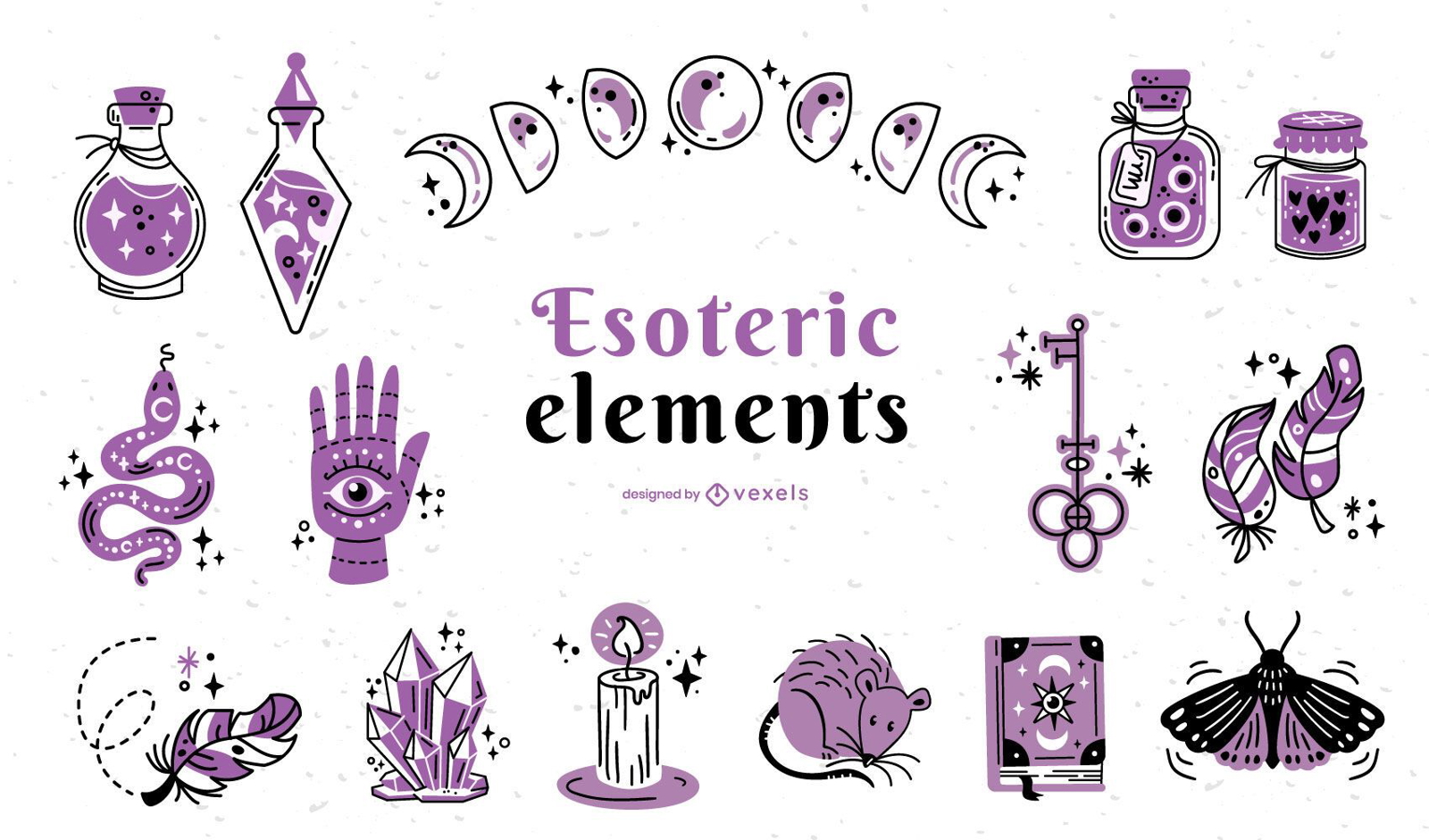 Traço colorido de elementos esotéricos