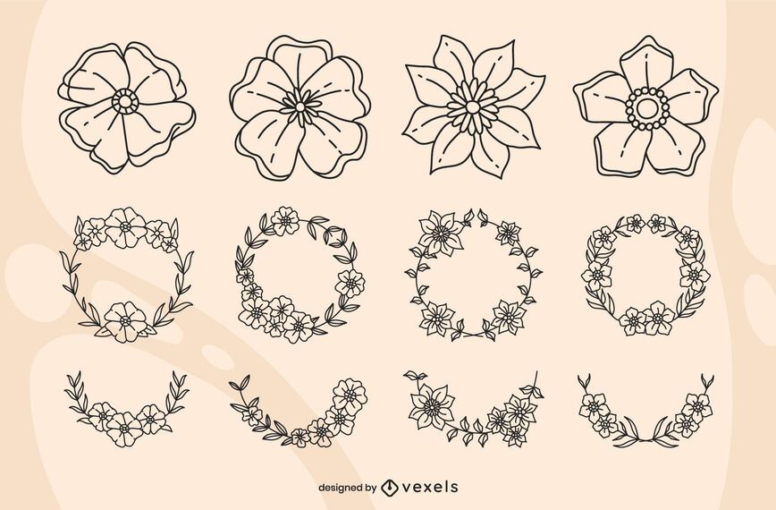Poppy floral stroke set Poppy floral stroke set