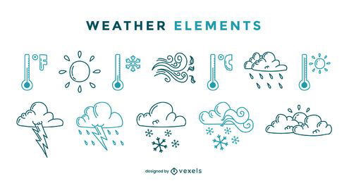 Conjunto de elementos de clima e temperatura