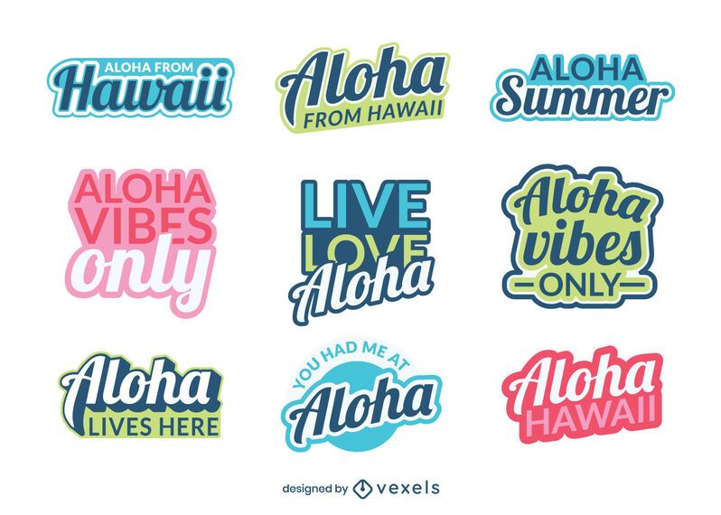 Aloha hawaii lettering set Aloha hawaii lettering set