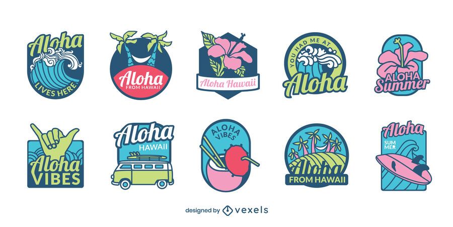 Hawaii badge set Hawaii badge set