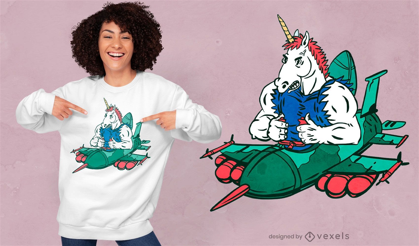 Diseño de camiseta de unicornio de combate.