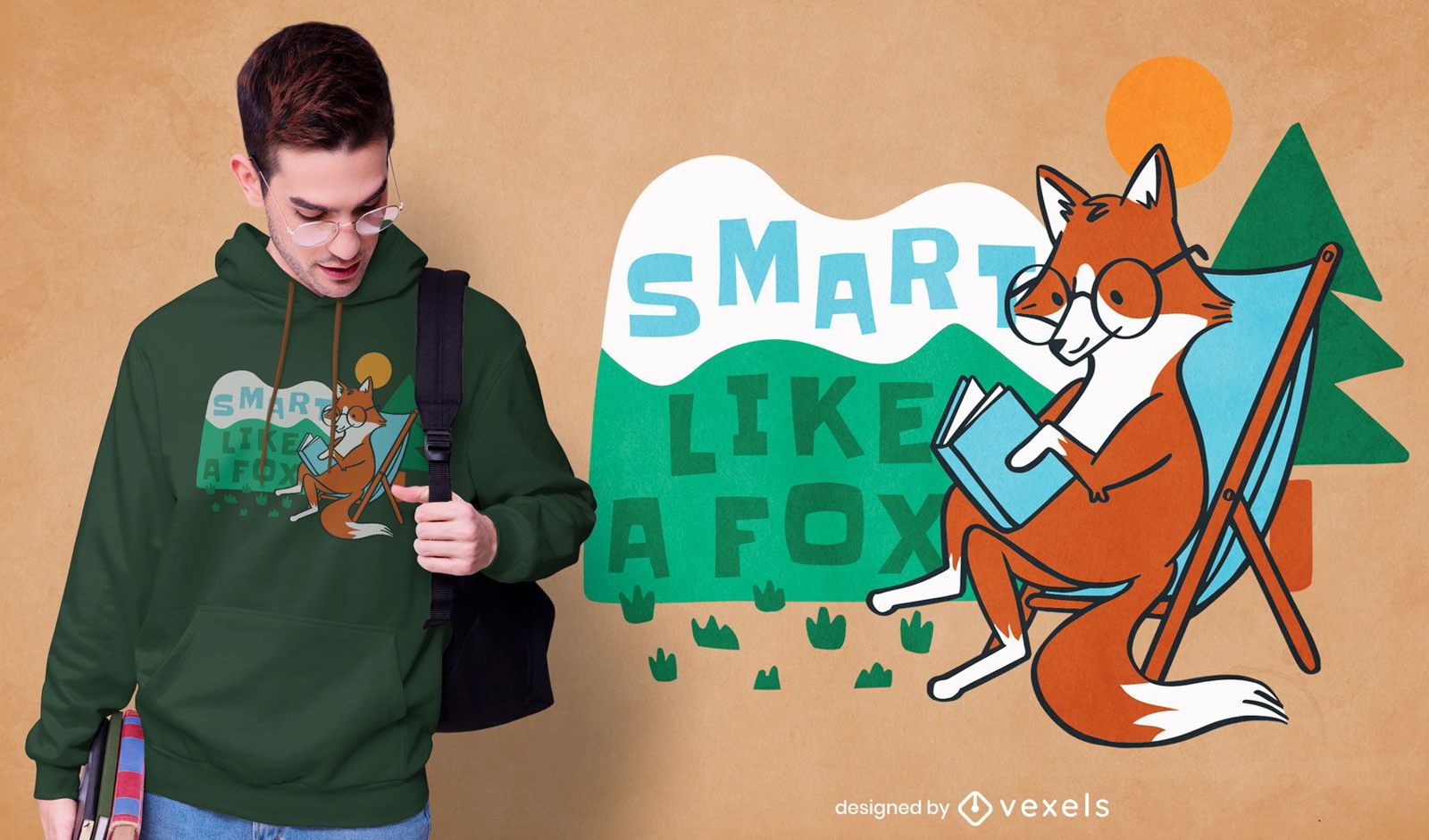 Smart fox t-shirt design
