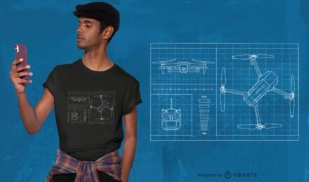 Diseño de camiseta de drone blueprint