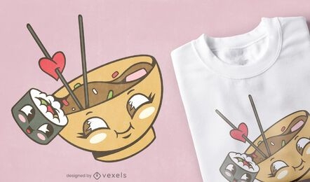 Diseño de camiseta miso sushi love
