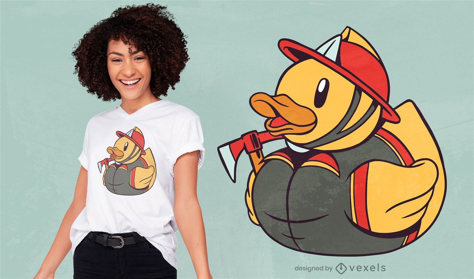 Rubber duck fireman t-shirt design